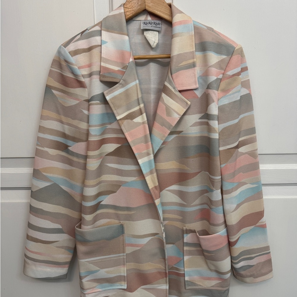 Vintage Women's Blazer Retro 80s Pastel. Size 10.